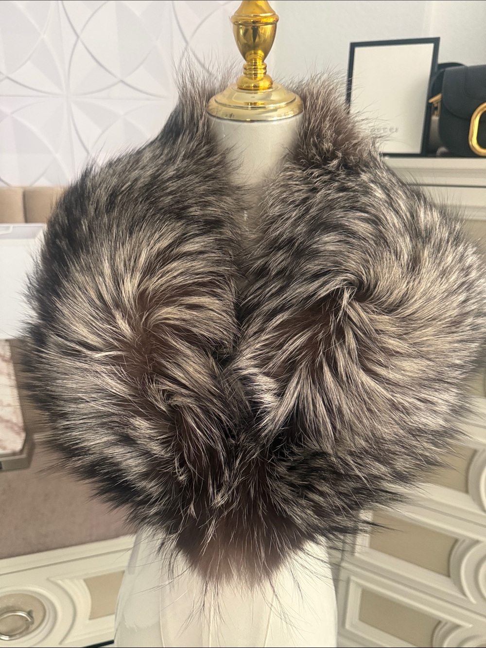 Real Fox fur thick collar clip on